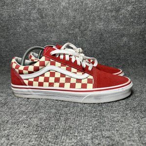 Vans Checkerboard Shoes Mens 9.5 / Womens 11 Red White Old Skool Lace Up Sneaker